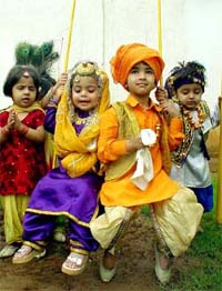 Children of Hollyhock Nursery School celebrate Teej