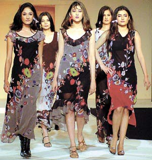 Models at the India International Garment Fair-2003 at Pragati Maidan in the Capital