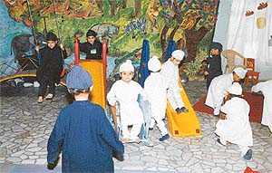 Kindergarten students enjoying a break in fantasy land