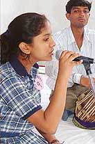 A student performs at an inter-school competition on classical music at Mount Carmel School, Sector 47, Chandigarh, on Saturday.
