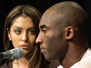 Los Angeles Lakers star Kobe Bryant cries as he admits to adultery