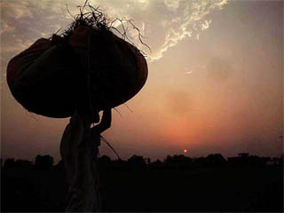 A farmer going back to his home