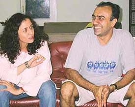 Actor Rajit Kapoor and actress Shernaz Patel talks to mediapersons at UT Guest House in Sector 6 