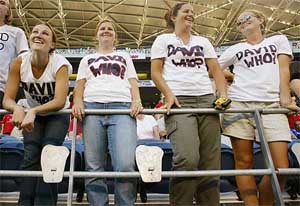 US soccer fans wear t-shirts, which say David Who?