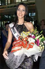 Miss Universe 2003 Amelia Vega of Dominican Republic arrives at Jakarta 