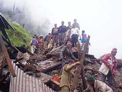 Rescue operation on progress at Bahang village near Manali