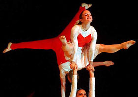 A group from Britain performs at the 12th World Gymnaestrada