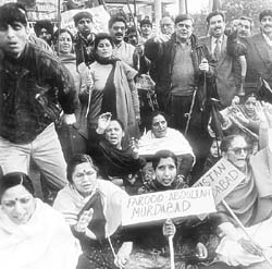 Kashmiri Pandits holding a demonstration to highlight their unending plight