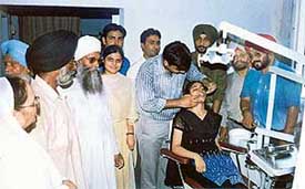 A patient gets a dental check-up at the dental wing inaugurated at Gurdwara Sahibzada Baba Zorawar Singh, Durga Puri, Haibowal