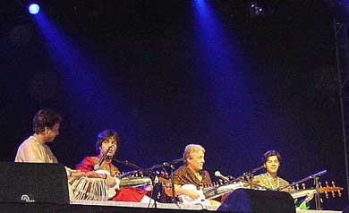 Sarod Maestro Amjad Ali Khan performs with his sons Amaan Ali Bangash and Ayaan Ali Bangash