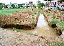 A view of the site where residents protested against the construction of a school in SAS Nagar on Monday.