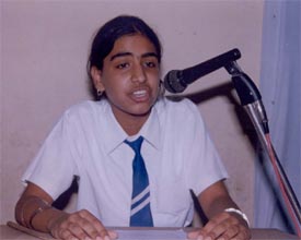 Parneet Wander, a student of Sacred Heart Senior Secondary School, Sarabha Nagar, who topped in the science seminar held at Singh Sabha Public School