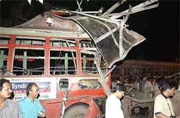 This is what remains of the bus in which a bomb exploded