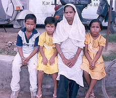 Manjit Kaur, who has no money for kidney transplant, with her children.