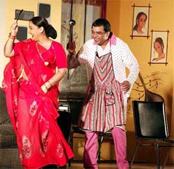 Bollywood star and theatre artist Paresh Rawal and his co-star stage the play 'Naughty @ Forty'