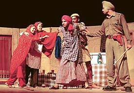 A scene from "Jawai" that was staged on the concluding day of the Gargi theatre festival at Tagore Theatre on Wednesday.