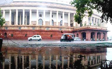 A view of the Parliament House after a heavy downpour
