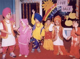 Kids of Love Dale Montessori, Sarabha Nagar, dance to the tune of Punjabi music as they celebrate Teej 