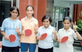 Team of B.V.M. Senior Secondary School, Udham Singh Nagar, that won table tennis title (u-14) in the Zonal Schools Tournament being held