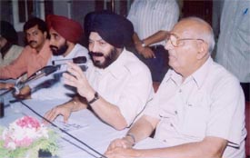 All India Anti-Terrorist Front chairman M.S. Bitta makes a point at a press conference