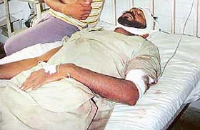 Dilbagh Singh of Bhaini Rora village under treatment at Civil Hospital