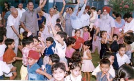 Grandparents have a gala time with their grandchildren at a function organised at BVM Senior Secondary School