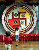 A 448-kg rakhi having 15 feet diameter on display