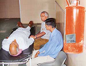 The lable on a fire extinguisher at the General Hospital, Sector 16, Chandigarh, shows that the due date of re-filling had expired on May 16 this year. 