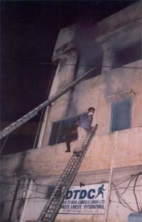 A view of the gutted building in Ludhiana