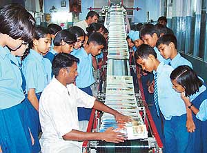Students of Chaman Lal DAV Public School, Panchkula, during their visit to The Tribune Press 