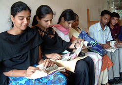 Students turned back by the SGPC-run dental institute after taking fees from them count cash on Friday.