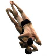 Canadian divers Alexandre Despatie and Philippe Comtois perform in the men's 10m Synchro diving final 
