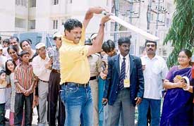 Former cricketer Kapil Dev at a promotional campaign for a television channel