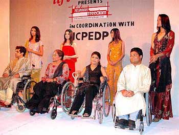 Physically disabled models display some creations of IIFT designers alongside some popular ramp models of the country