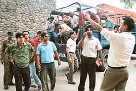 Students protesting against the implementation of credit system for promotion to the next class in BSc (Honours) at Panjab University 