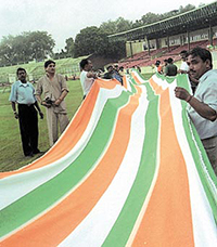 The 419-metre-long towel, unveiled by Deputy Prime Minister L. K. Advani, in the Capital on Friday.