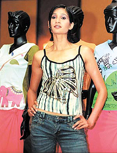 A model strikes a pose at the �Compassion in Fashion� exhibition, organised by the People for Animals, in the Capital on Friday.