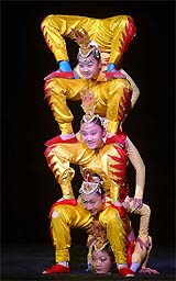 Girls of the Imperial Circus of China perform at the Roman Temple of Jupiter in Baalbek, Lebanon