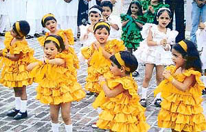Students of Gian Jyoti Public School, Phase-II, SAS Nagar, during the Independence Day function on the school premises