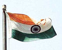 The National Flag flying over the office of Deputy Commissioner, Ambala, is frayed at the edges.
