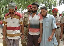 Manjinder Singh, Gurbhej Singh and Lakhwinder Singh, who were arrested by the police