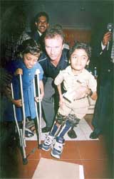 Australian cricketer Steve Waugh spends time with physically challenged children 