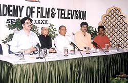 Former Union Minister, Dr Bhisma Narain Singh, speaking at the Independence Day programme organised at the Asian Academy of Film and Television