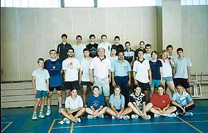 Surinder Mahajan (sixth from left in second row) along with badminton players and coaches during his training stint in Nymburk 