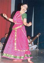 Samira Koser performs at Government Home Science College auditorium in Sector 10, Chandigarh, on Thursday.