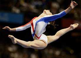 Romanian gymnast Oana Ban performs during the women's team finals at the World Gymnastics championships
