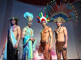 The four participants of the 6th Grasim Mr International 2003 sub-contest on Best National Costume