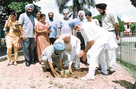 Dr Ajaib Singh, member, Punjab Public Service Commission, plants a sapling