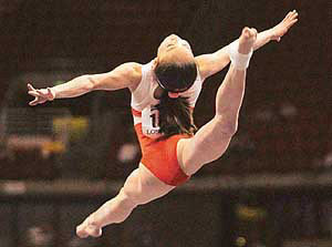 China's Fan Ye performs on the balance beam