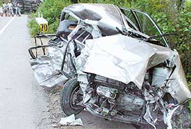 The mangled remains of Prof R. S. Prasad�s car